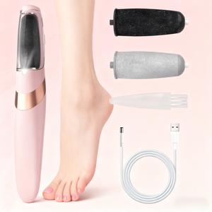 Chargeable electric foot callus remover, wireless pedicure tool, foot file, portable home and travel foot file cleaning tool, electric foot file, electric callus removal kit, Pedicure Care Tool, LED light, 2 speeds, ideal gift