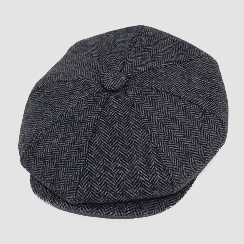 Classic Herringbone Newsboy Hat in Brown Check, Black, Charcoal & Blue – Royal Stallion Collection (S to 2XL) | Timeless Vintage Style 8