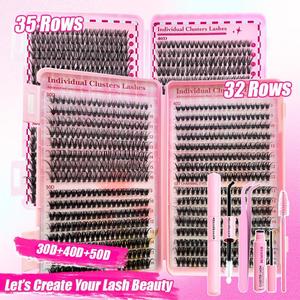 Upgraded Eyelash Extension Kit With Eyelash Glue & Remover & Tweezers & Brush, 1 Set 9-16mm 30D & 40D & 50D Mixed Individual Lashes, Professional Eye Makeup Accessories, Gift for Girlfriend