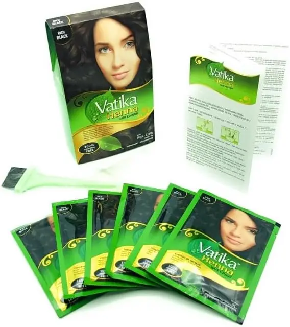 Vatika Henna Rich Black Hair Colour - 60G (6 X 10G Sachets), Natural & Nourishing Hair Dye, 100% Ammonia Free, for Vibrant Color, Shine, & Coverage Haircare Gentle 6