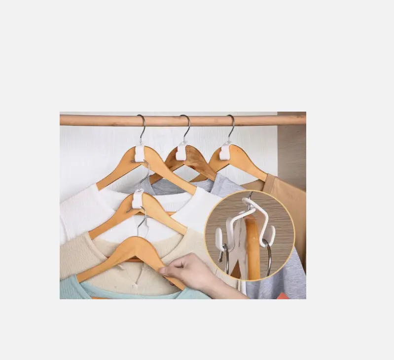 50/100 Wardrobe Stacks Clothes Hanger Hooks Space Saver Coat Hook Closet Hangers 5