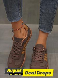 Women's Shoes, Fashionable Patchwork Lace Up Low Top Sneakers, Comfortable Sneaker Black Athletic Lightweight Sneakers for Daily Wear, Female All-match Round Toe Shoes for Women & Girls, Shoes for Summer 2025, Trendy Breathable Walking Sneakers