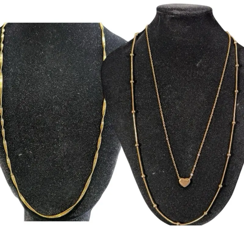 Long Necklace - 18k Gold Plated Stainless Steel, Tarnish Free & Waterproof