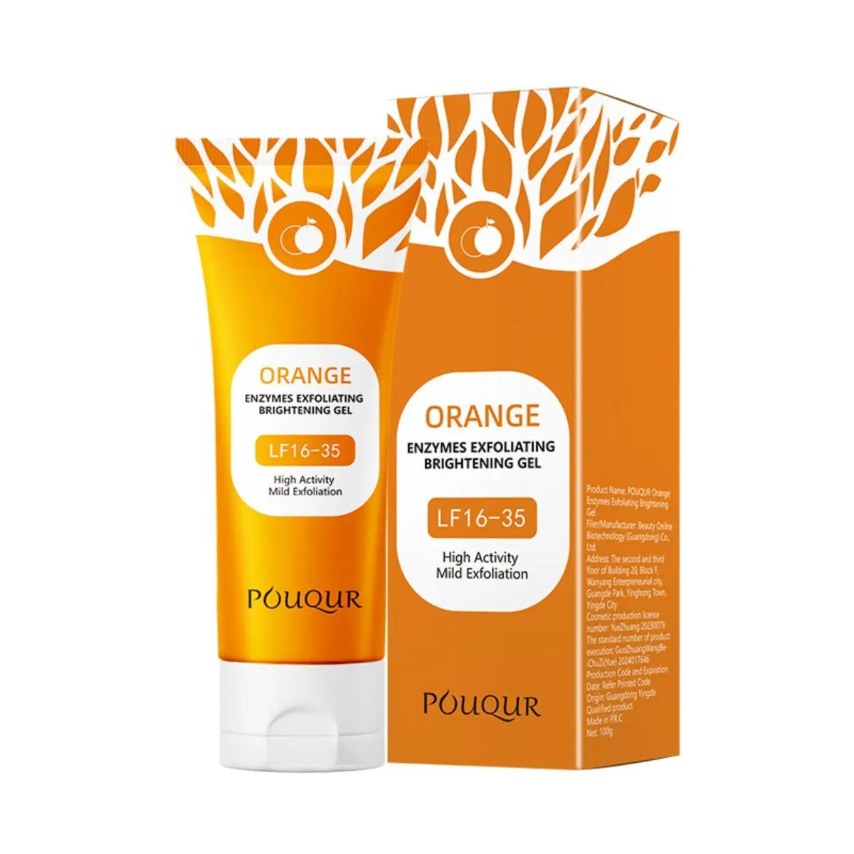 Orange Enzyme Exfoliating Gel - Gentle Face & Body Scrub for Dead Skin Removal, Natural Daily Cleanser with Fruit Enzymes, Exfoliator for Sensitive Skin (1.7 Fl Oz)