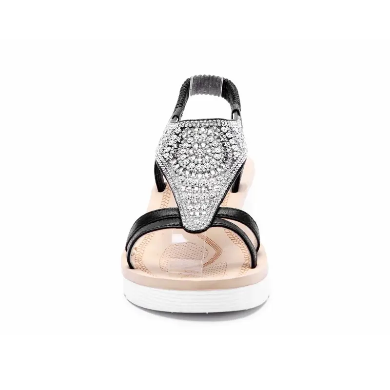 Ladies Summer Diamante Flat Low Heel Wedge Sandals - Women's Footwear - Girl 6