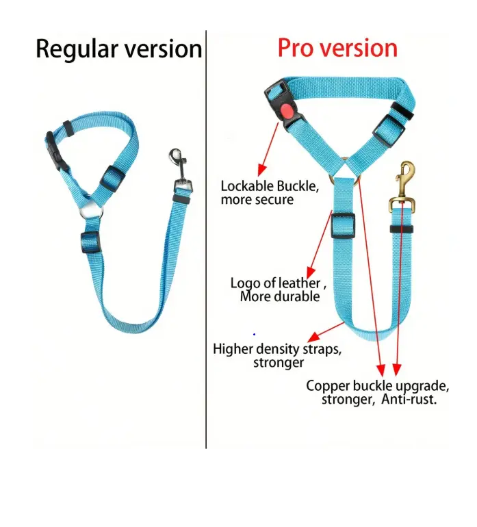 1pc Pet Car Safety Belt, Dog Cat Car Leash, Retractable Backseat Pet Tether, Keep Your Dog Safer! Dog Outing Dog Stuff 3