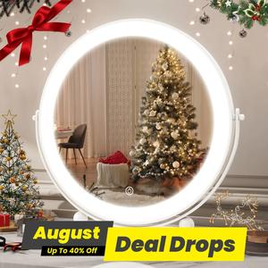 13''x13'' LED Vanity Mirror with Lights, Large Makeup Mirror with Lighting, Light Up Vanity Mirror with Brightness Dimmable & Smart Touch Control, Home Goods, 360° Rotation for Bedroom, Lighted Makeup Mirror