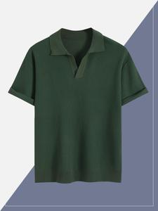 Men's Solid Color Polo Shirt, Regular Fit Casual Breathable Short Sleeve Collared Top for Summer, Fashion Men's Clothes for Daily Wear, Tropical