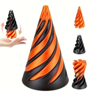 Random Color 3D Printed Spiral Fidget Toy, 1 Count/2 Counts Impossible Cone, Mini Cones Pass Through Pyramid Fidget Toy for Stress and Anxiety Relaxing