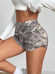 Women's Camo Print Skinny Shorts, Casual Comfy Breathable Shorts for Daily Wear, Ladies Bottoms for Summer
