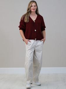 Findfashion Italian Front Buttons Wool Knitted Crop Cardigan Casual Nd Comfortable Look For Ladies