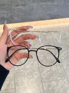 Simple Eyeglasses for Everyday Use, Black & Clear Unisex Oval Frame Eyeglasses, Fashion Eyeglasses for Work, Daily Decor, Perfect for Student Daily Use