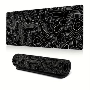 Line Pattern Cozy Gaming Mouse Pad, Large Size Mouse & Keyboard Mat with Stitched Edge, Non-slip Desk Mat for Home Office