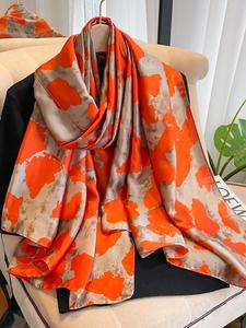 Women's Random Print Silk Blanket Scarf, Lightweight Multi-use Shawl for Beach & Travel, Fashion Accessories for Daily Wear