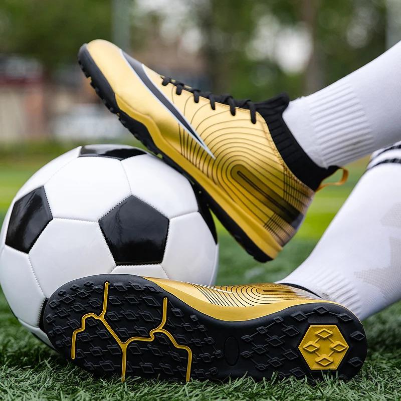 Product Introduction of Football Boots Children Soccer Cleats Professional Golden Football Shoes for Boys Kids Men Soccer Shoes Unisex 23