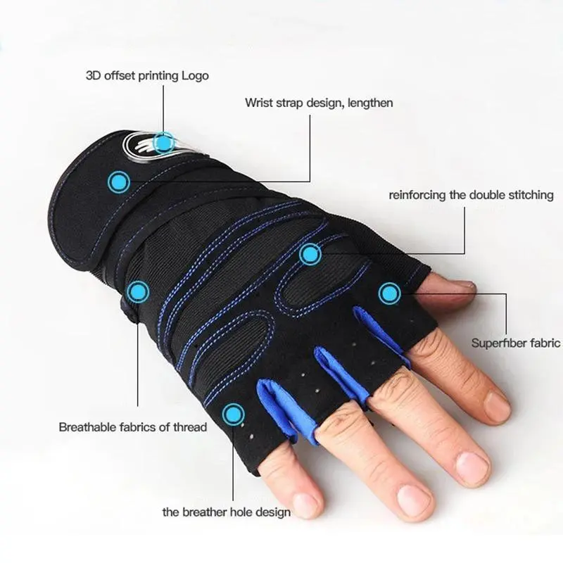Gym Gloves for Men Women Fitness Weight Lifting Wristband Gloves Body Building Training Sports Exercise Cycling Glove Shockproof 3