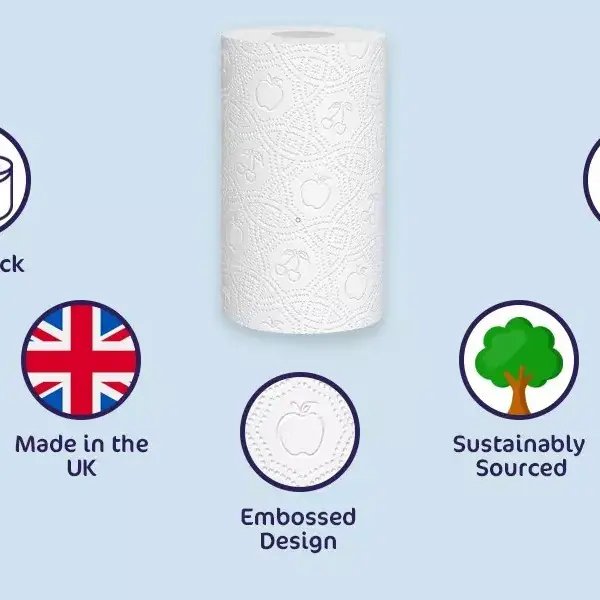 72 Roll Splash Kitchen Roll , White Paper Embossed, Strong & Functional Rolls 7