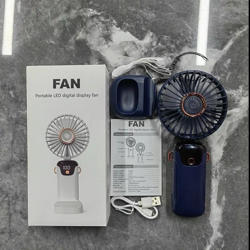 Portable Fan, USB Rechargeable Fan Portable Handheld Fans, Personal Cooling Fan with Digital Display, 90° Ajustable Handheld Mini Fan for Outdoor Sports, Fans Portable Gifts 8