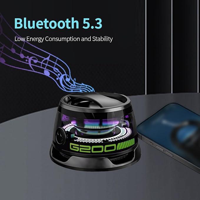 Magnetic Mini Bluetooth Speaker, G200 5W mini Speakers Wireless with Bluetooth 5.3, RGB Light, Game Mode, 7H Playtime, Portable Phone Stand for iPhone, Travel, Golf Cart - Black/Purple 1