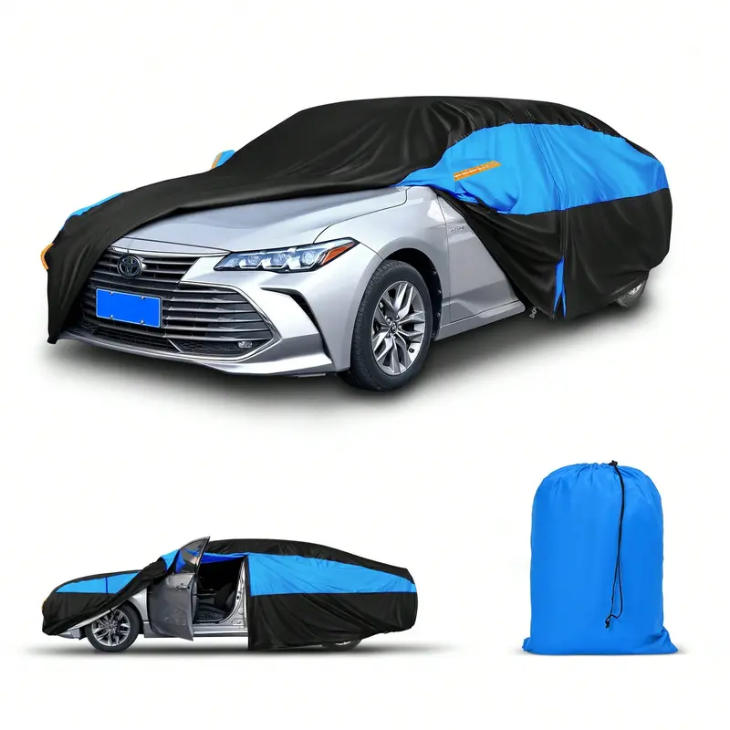 SUV Car Cover Waterproof Breathable,Outdoor Car Cover Rain Dust Sun UV Protection Cover,Universal Car Jacket Black With Blue For Saloon Length 450 To 470 Cm- Blue 0