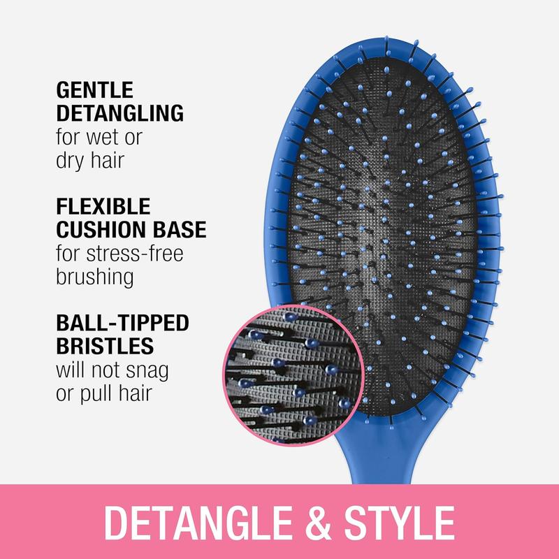 Conair Detangling Hair Brush 3PK – For Wet & Dry Hair  Ideal for All Hair Types (Blue, Pink, Gray) 3