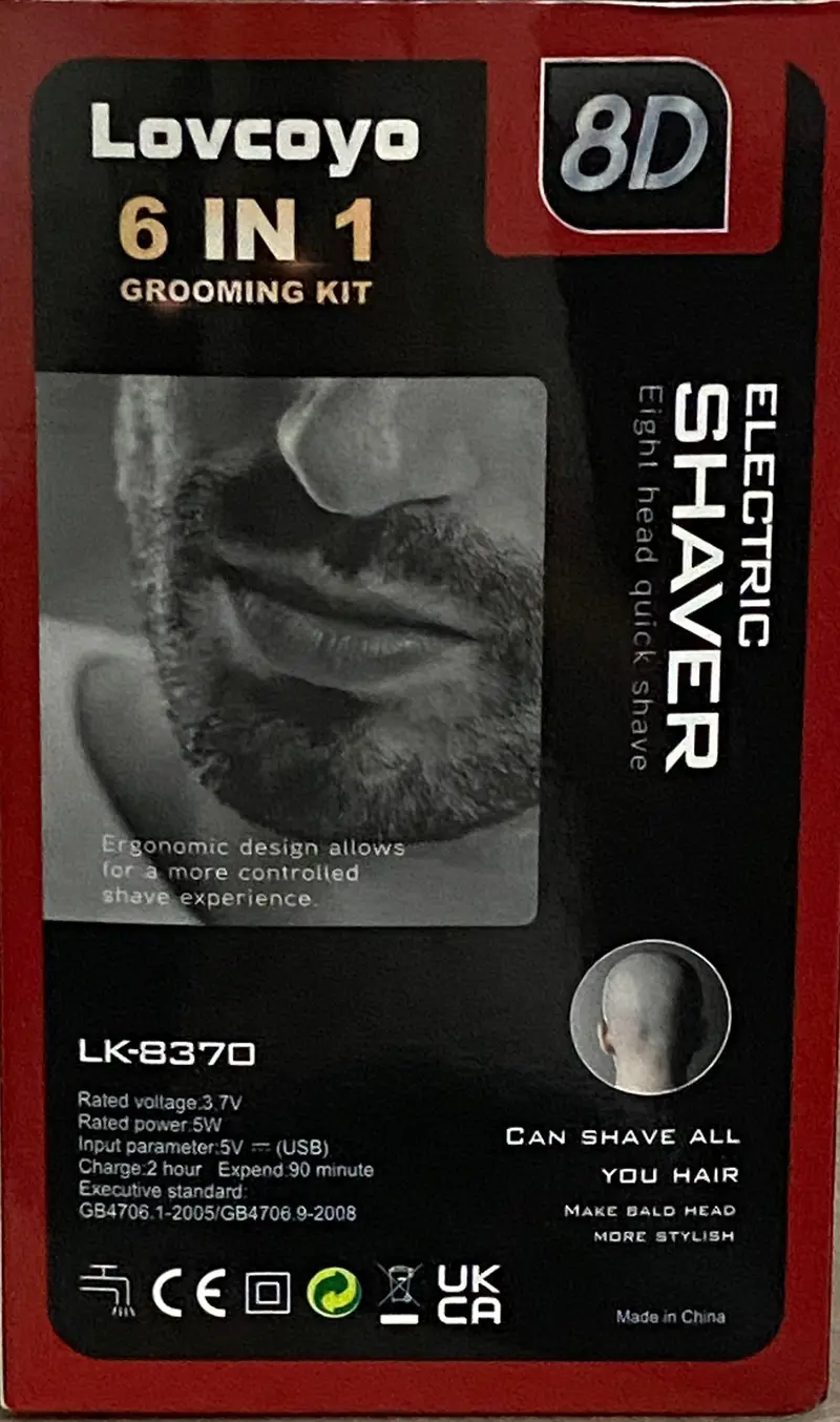 Product Introduction of Afeitadora Eléctrica para Hombres, 6 en 1 Afeitadora Eléctrica para Hombres con 8 Cabezales Rotativos, con Pantalla LED y Limpiador, IPX7 Impermeable, Recortador de Barba 13