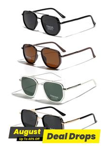 Men's Vintage Double Beam Tinted Lens Vacation Polarized Sunglasses, Lightweight and Durable for Outdoor Sun Protection Glasses for Everyday Use High Quality Sunglasses, Vintage Trendy Sunglasses