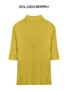 GOLDEN BARRY|246369 Fashionable thin and transparent short sleeved sweater