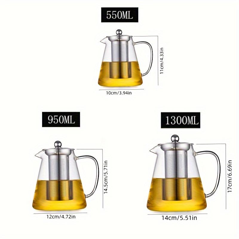 High Temperature Resistant Glass Teapot with Tea Filter, RV Home Use Glass Cooling Water Kettle for Brewing Tea, Juice and Beverage Pot 1