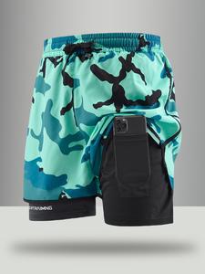 Men's Regular Fit Camo Print 2-in-1 Shorts, Casual Comfy Breathable Shorts for Summer, Men's Bottoms for Daily Wear