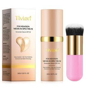 4 in 1 Foundation & Makeup Brush Set, Natural Moisturizing Sunscreen Concealer Foundation, Makeup Tool for Women & Girls, Cosmetic