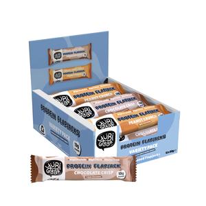 YuBi Bar Protein Flapjack, Variety Box, Chocolate Crisp, Peanut Crunch, 13g Protein, Gluten Free, Low Sugar Snack