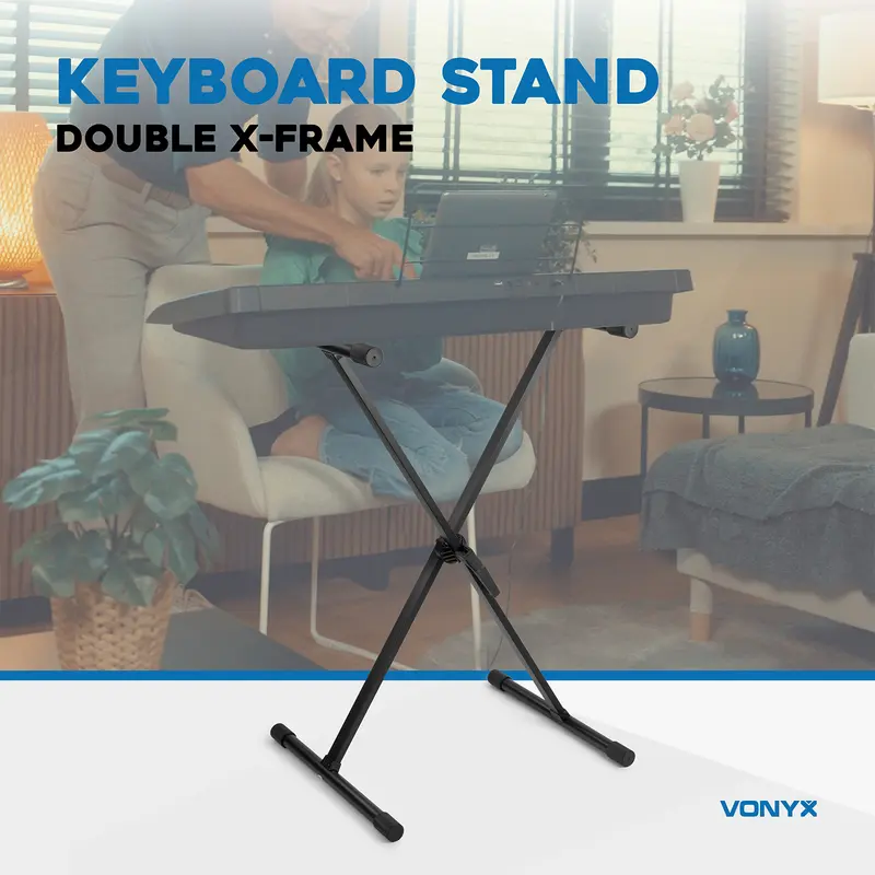 Vonyx KBS03 Double X-Frame Piano Keyboard Stand 1