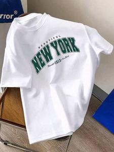 Men's Letter & Number Print Round Neck Tee, Casual Breathable Short Sleeve T-shirt for Summer, Men's Top for Daily Wear