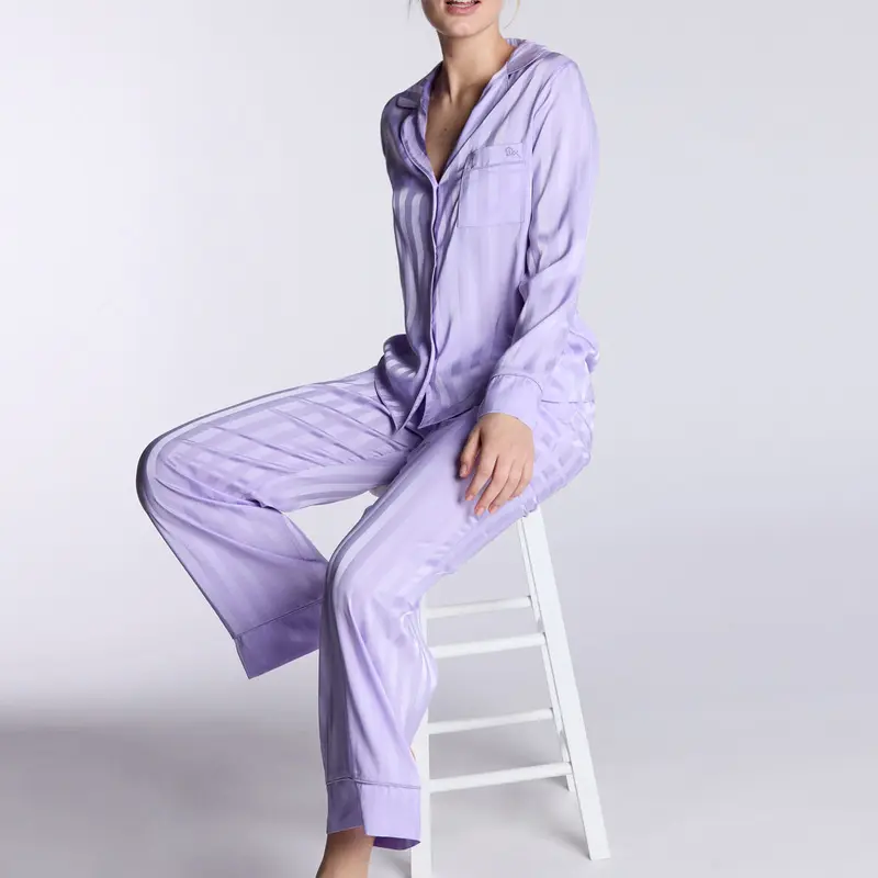 Boux Avenue Luxe Stripe Satin Pyjama Set Soft Silky Nightwear Comfy Loungewear 2