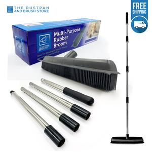 Multi Purpose Rubber Broom Ideal For Carpets - Great For Removing Pet Hair - Built in Squeegee