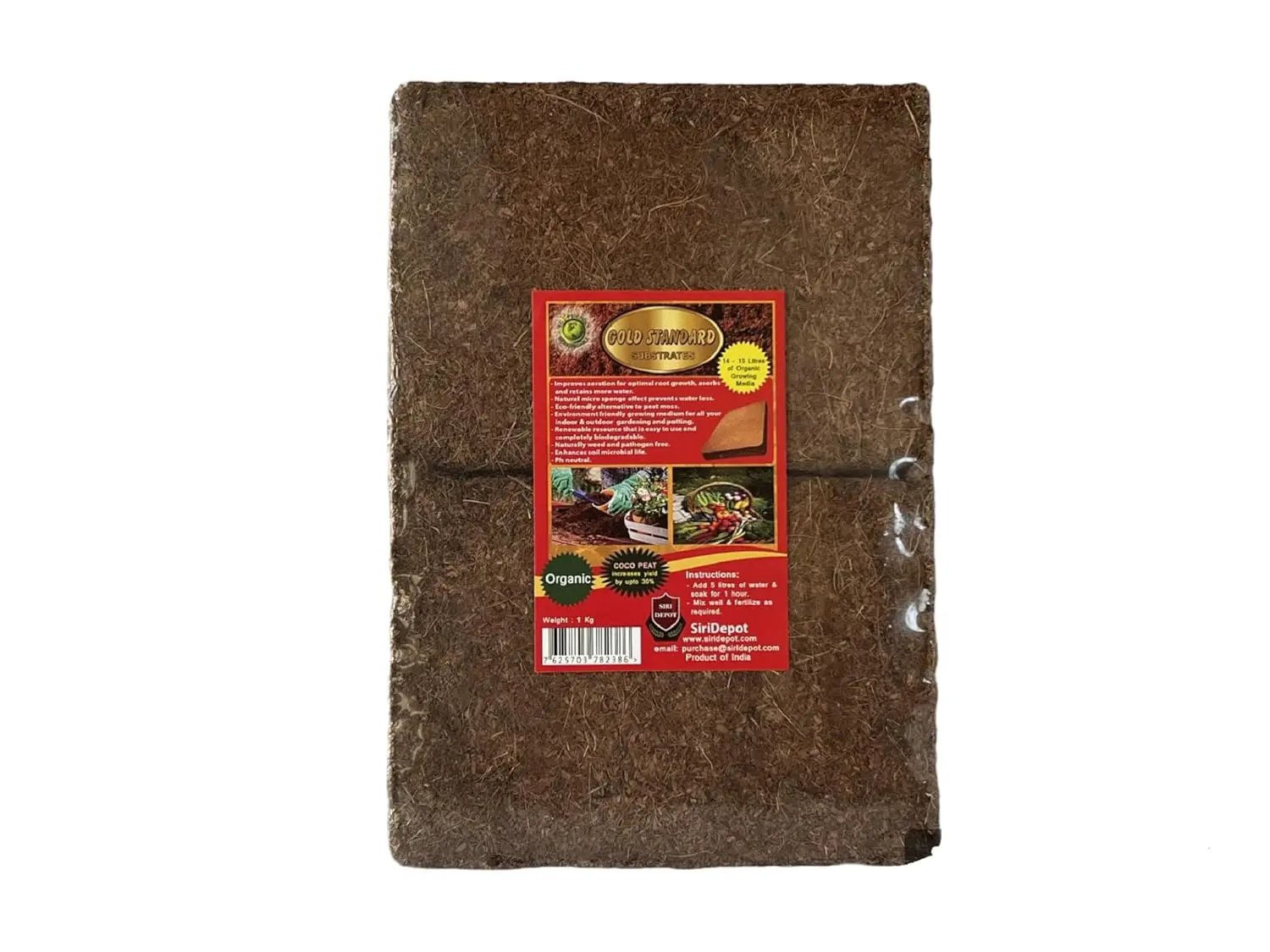 Coco Coir Peat 1kg Block Expands 15L | Low EC Organic Soil Compost for Plants