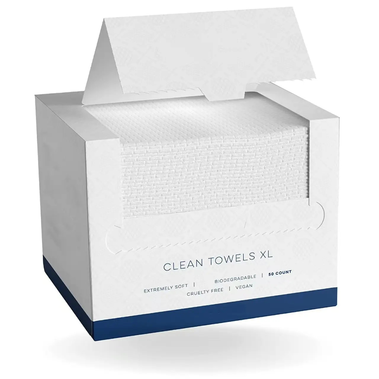Clean Skin Club Clean Towels XL™, 100% Face Towel, Disposable Face Towelette, Eczema Association Accepted, Makeup Remover Dry Wipes, Ultra Soft, 50 Ct, 1 Pack
