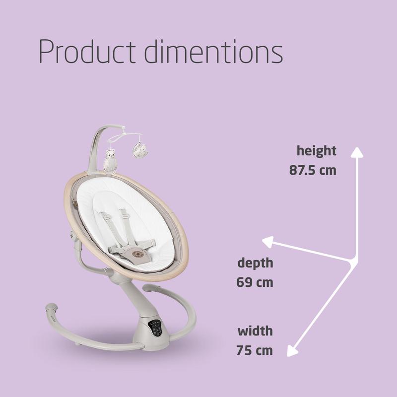 Maxi-Cosi Cassia Electric Baby Swing Chair, 0–6 Months, max 9kg, Baby Rocker, 12 melodies, 360° Seat Rotation, Automatic Motion Detection, 5 Swinging Speeds, 2 Recline Positions 5