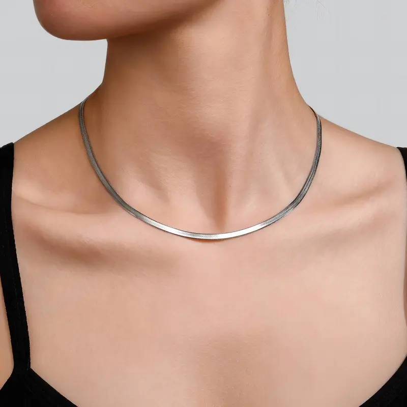 Classic herringbone chain necklace women s 3