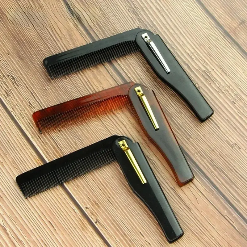 New Design Foldable Hair Comb Pocket Clip Moustache Beard Styling Tool Hairdressing for Men Women Combs 1