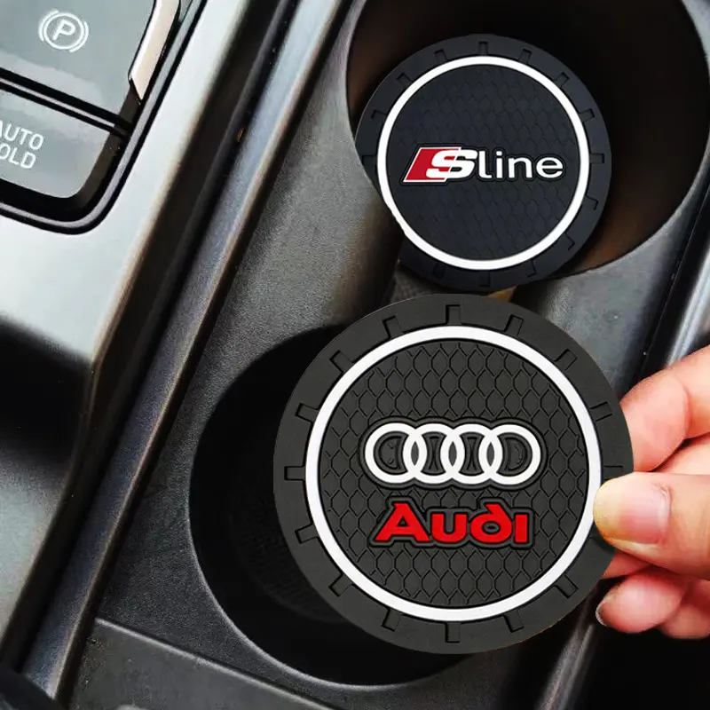 2Pcs Car Coaster Water Cup Bottle Holder Anti-slip Pad Mat For Audi Sline A6 C5 C6 C7 C8 A4 B5 B6 B7 B8 B9 S3 S4 S5 Q3 8U Q5 8R 2