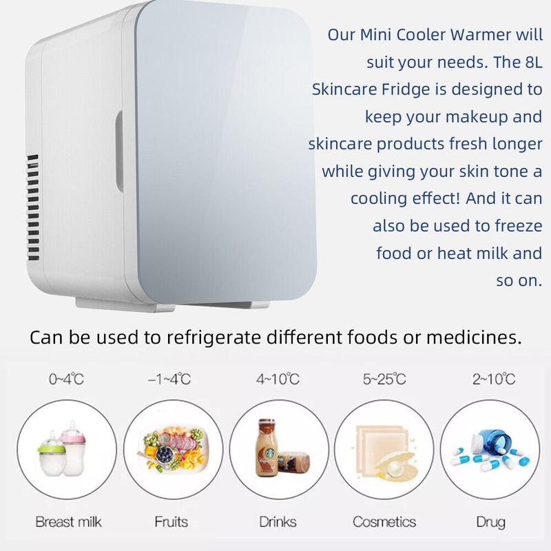 8L Portable Mini Fridge Table Top Electric Small Cooler White Ice Box Bedroom fridge minifridges 8