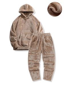 Men's Solid Long Sleeve Hoodie & Pants Set, Casual Fashion Hooded Sweatshirt & Trousers, Men's Fall & Winter Clothes