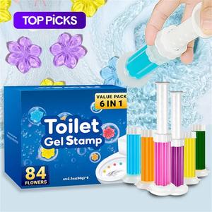 Portable Toilet Cleaning Gel, 6/60pcs Creative Flower Design Toilet Cleaner Gel, Household Toilet Cleaning Accessories, Summer Essentials