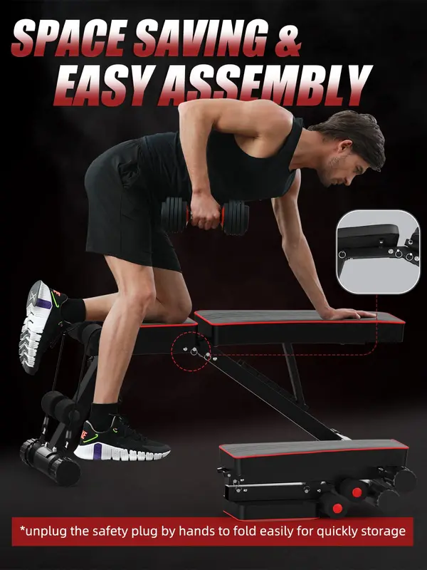 YOLEO Adjustable Weight Bench - Utility Weight Benches for Full Body Workout, Foldable Incline/Decline Bench Press for Home Gym 5