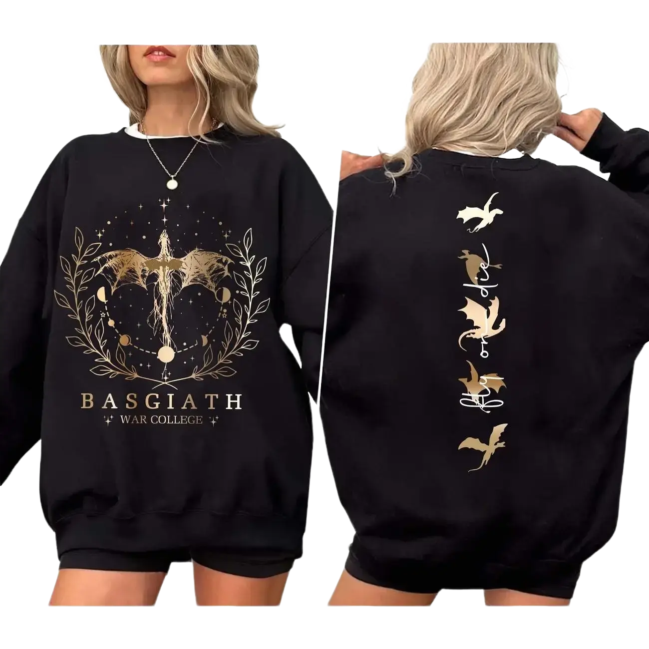 College 2-Sided Sweatshirt, Fourth Wing Comfort colors Shirts, The Empyrean Series, Violet Sorrengail Fantasy Book, Fourth Wing Casual Cotton Top Unisex