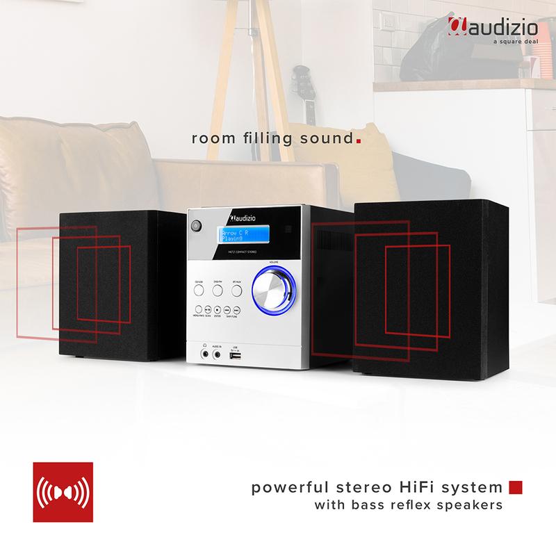Audizio Metz HiFi Stereo System with DAB, CD & Bluetooth - Aluminium 6