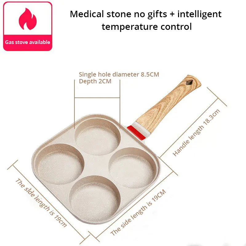 Fried Egg Burger Machine Frying Pan Non-Stick Surface Household Four Hole Breakfast Pan Fried Egg Divine Tool Pancake Pan 3