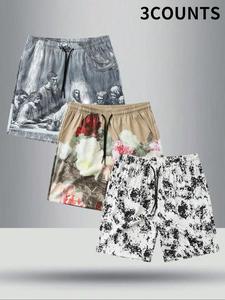 Men's All Over Print Shorts, Casual Comfy Breathable Shorts for Summer, Men's Bottoms for Beach Vacation